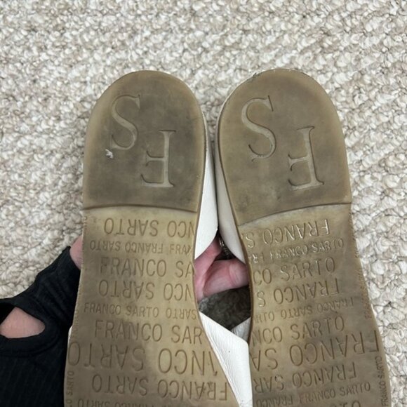 Franco sarto leather cream brown peep toe slip on flats size 9.5 - Picture 4 of 7